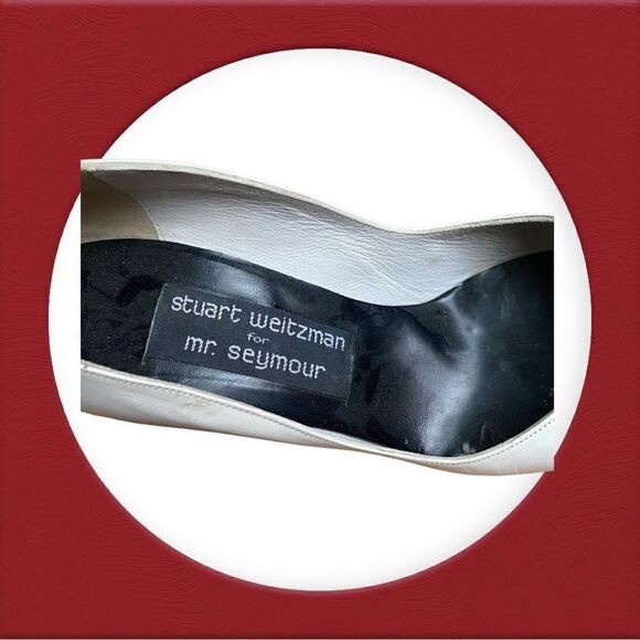 Stuart Weitzman For Mr. Seymour Leather Heels With Bows Size 6.5 B - Picture 12 of 14